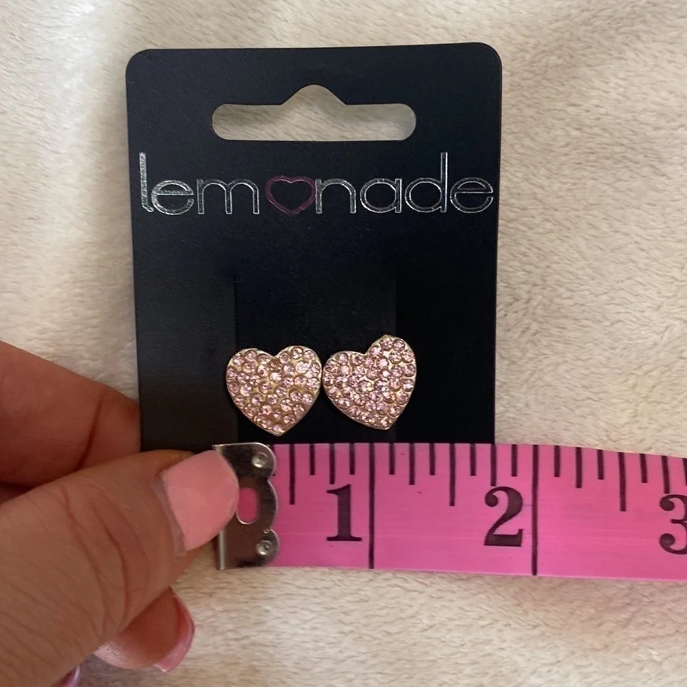 Pink heart rhinestone | Earrings